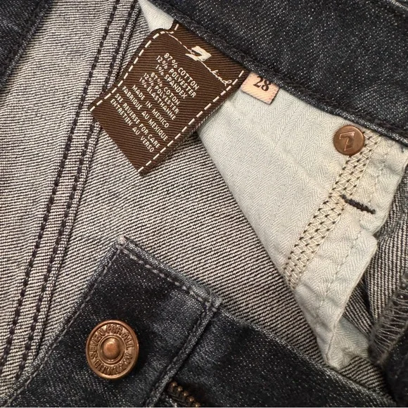 7 FOR ALL MANKIND | Midrise Women’s Distressed Slim Straight Blue Jeans Size 28 - Picture 10 of 11